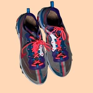 Nike react element 87 Gray and Purple Athletic Sneakers